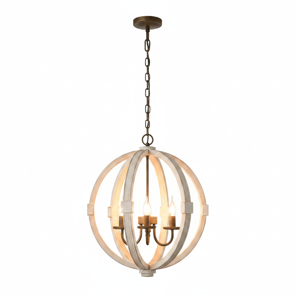 light white wood chandelier with E12 bulbs adjustable chain for kitchen, dining room, entryway, and foyer-1.
