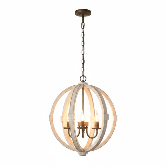 light white wood chandelier with E12 bulbs adjustable chain for kitchen, dining room, entryway, and foyer-1.