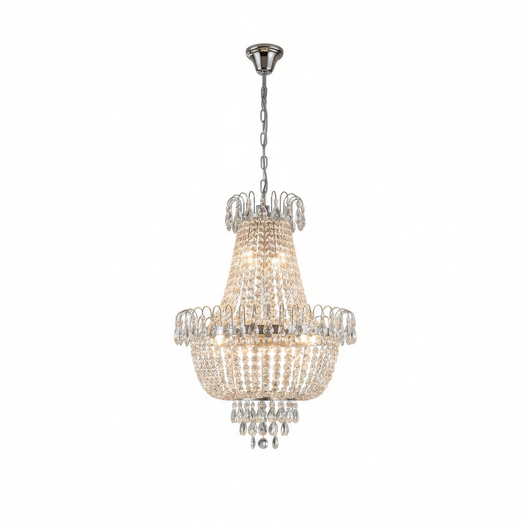 Large gold crystal chandelier with 10 E12 bulbs for living room, dining room, hallway, and bedroom-1.